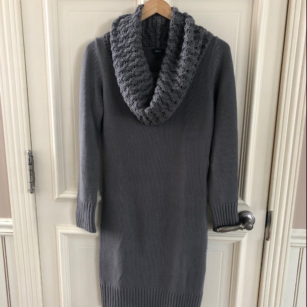 MEXX Grey Sweater Cowl Neck Dress, Size Small